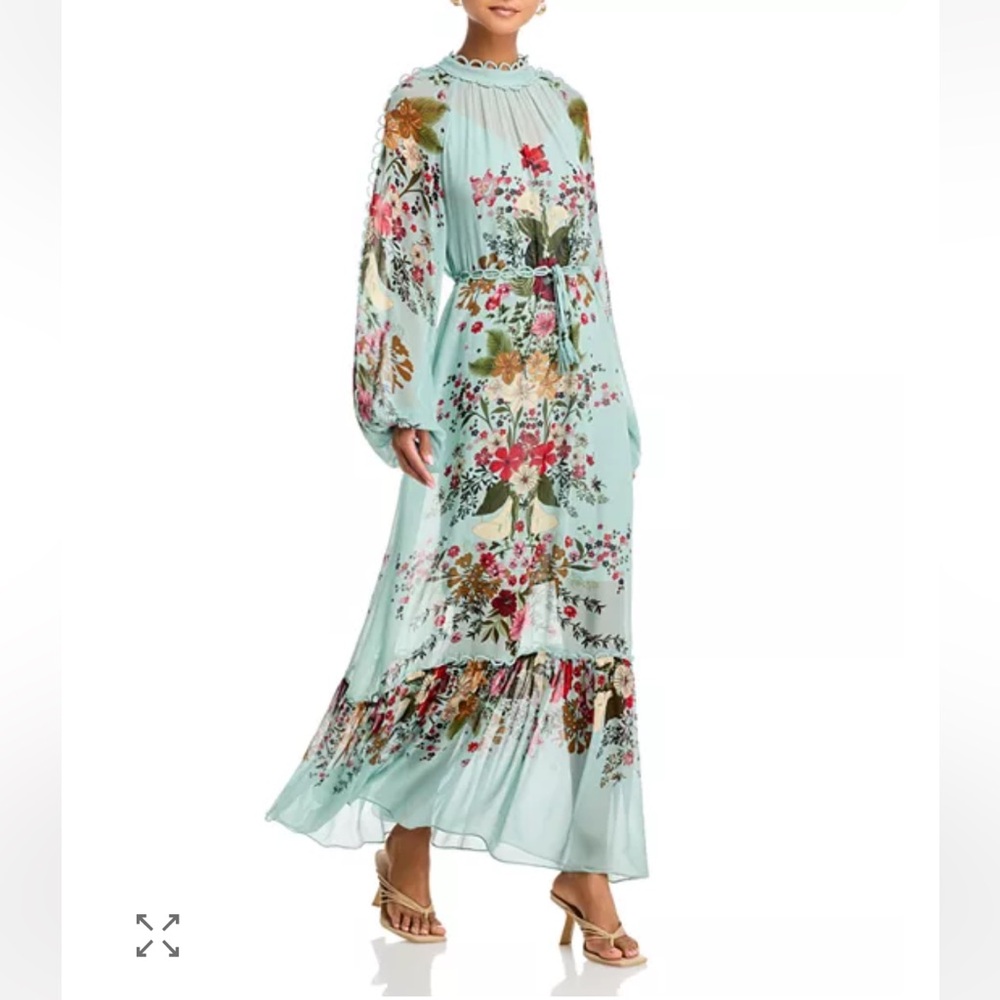 FARM Rio Floral Print Dress - Bouquet Long-Sleeve Maxi Dress Mediun